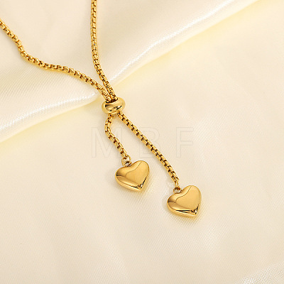 304 Stainless Steel Heart Tassel Lariat Necklaces for Women WG6DC06-01-1