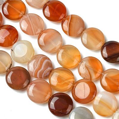 Flat Round Gemstone Natural Red Agate Stone Beads Strands G-S110-03-1
