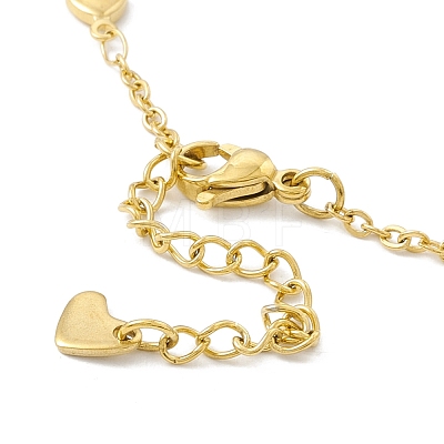 Vacuum Plating 304 Stainless Steel Heart Link Anklet with Cable Chains for Women STAS-E001-18G-1