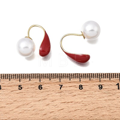 Alloy Enamel & Resin Pearl Clip-on Earrings LS-EJEW-G466-05G-1