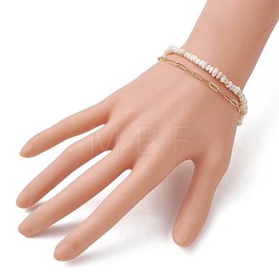 Brass Paperclip Chain with Natural Cultured Freshwater PearPotato Beaded Necklaces NJEW-JN05945-1
