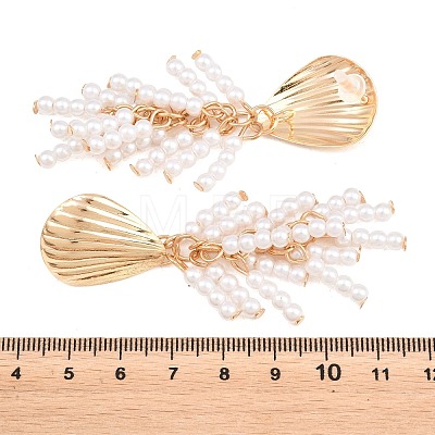 Alloy with Plastic Pearls Stud Tassel Earrings EJEW-Z172-06G-04-1