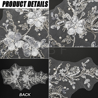 Flower Gauze & Sequin Embroidery Ornament Accessories DIY-WH0430-464B-1