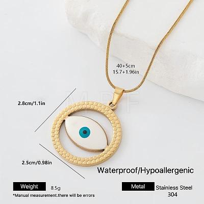 304 Stainless Steel Enamel Evil Eye Pendant Necklaces for Men Women BP5745-1-1