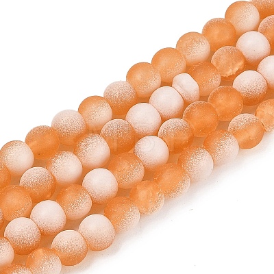 Frosted Crackle Glass Beads Strands GLAA-U001-8mm-M10-1