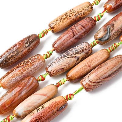 Natural Fire Crackle Agate Beads Strands G-P605-E01-01-1