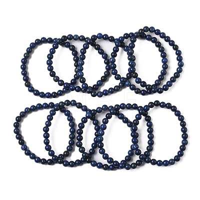 Natural Lapis Lazuli Beaded Stretch Bracelets BJEW-D446-B-41-1