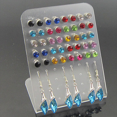 Transparent Acrylic Earring Display Stands CON-PW0001-156A-1