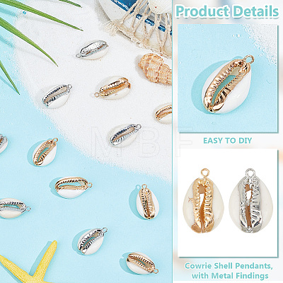 GOMAKERER 20Pcs 2 Styles Cowrie Shell Pendants SSHEL-GO0001-01-1