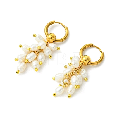 Natural Cultured Freshwater Pearl Cluster Hoop Earring for Women EJEW-JE07187-01-1