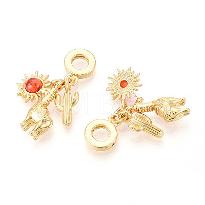 Brass Glass European Dangle Charms KK-N271-14G-1