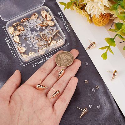 30Pcs Brass Stud Earring Findings DIY-CN0002-50-1