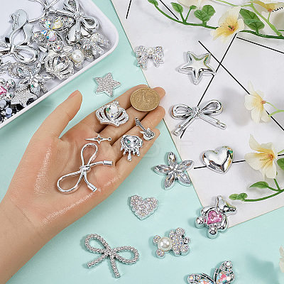 Plastic Rhinestone & ABS Plastic Imitation Pearl Cabochons & Alloy Pendants Findings Kits DIY-SC0033-93-1