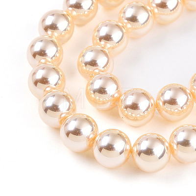UV Plating Pearlized Glass Pearl Beads Strands GLAA-F128-01B-T8-1