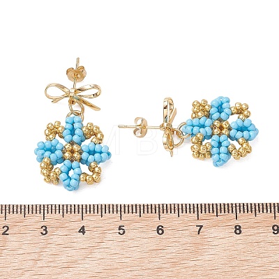 Glass Seed Beads Dangle Stud Earrings EJEW-MZ00702-02-1