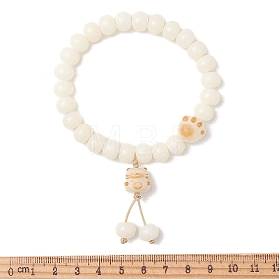 Natural Bodhi Root Charm Bracelets BJEW-TA00731-1