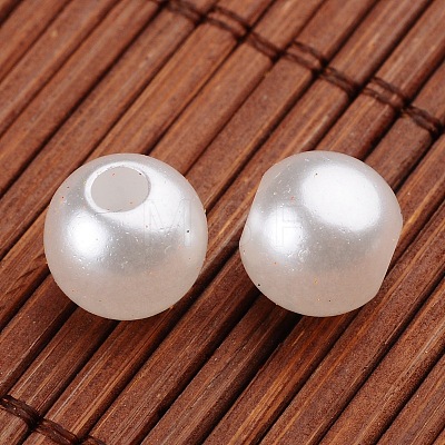 Large Hole Round Imitation Pearl Acrylic Beads OACR-L004-4541-1