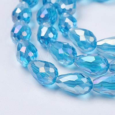 Electroplate Glass Beads Strands EGLA-D015-12x8mm-22-1