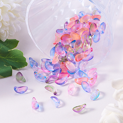 100Pcs 5 Colors Handmade Foil Glass Charms FOIL-CJ0001-09-1