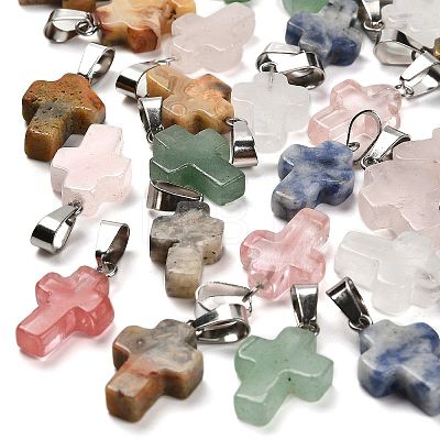 Natural & Synthetic Mixed Gemstone Pendants G-Z067-04P-01-1