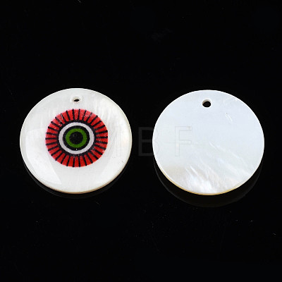 Printed Freshwater Shell Charms SHEL-T009-20D-1
