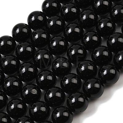 Natural Black Tourmaline Beads Strands G-E444-27-12mm-1