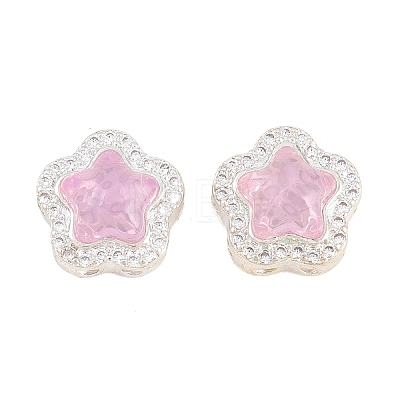 Brass Clear Cubic Zirconia Beads KK-B186-01S-1