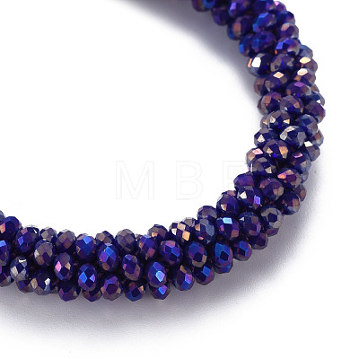 AB Color Plated Faceted Opaque Glass Beads Stretch Bracelets BJEW-S144-003D-01-1