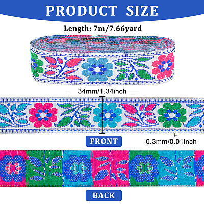 Ethnic Style Embroidery Polyester Ribbons OCOR-WH0077-29B-1