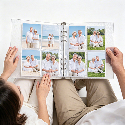 1 Bag Textured PP Plastic Photo Album with 10Pcs 4-Pocket Sleeves AJEW-GA0011-17-1