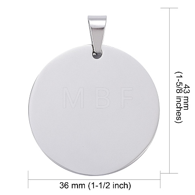 Tarnish Resistant DIY Materials 201 Stainless Steel Flat Round Hand Stamping Blank Tag Pendants STAS-O044-125-1