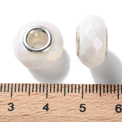 Opaque Brass Cores Acrylic European Beads OACR-M024-03S-13-1