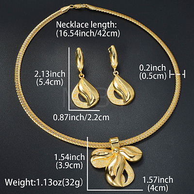 Brass Pendant Necklaces & Hoop Earrings Sets FS-WG87DC9-01-1