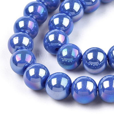 Electroplate Opaque Glass Beads Strands LS-GLAA-T032-P10mm-AB11-1