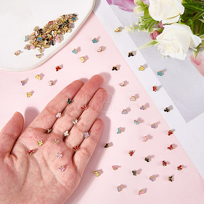 140Pcs 7 Colors Alloy Enamel Buttons FIND-GF0008-28-1