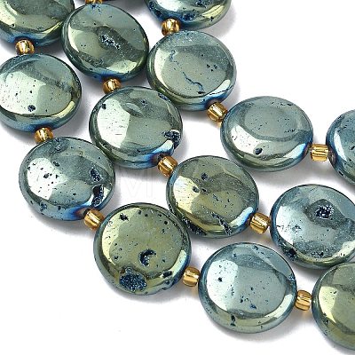 Electroplated Natural Druzy Geode Crystal Beads Strands G-G459-04H-1