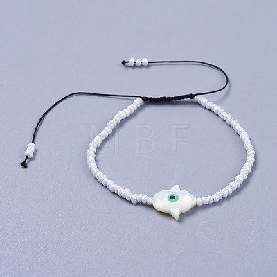 Adjustable Nylon Thread Braided Beads Bracelets BJEW-JB04370-1