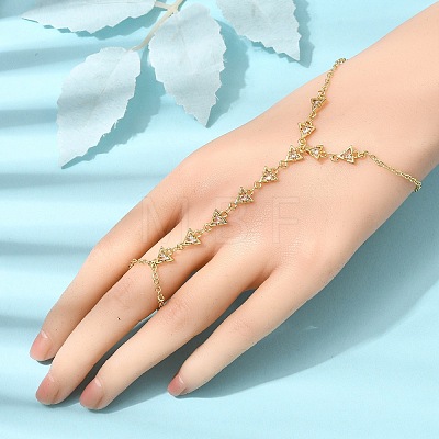 Brass Micro Pave Cubic Zirconia Mittens Bracelets BJEW-C156-01G-06-1