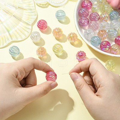 50Pcs UV Plating Rainbow Iridescent Acrylic Beads PACR-CJ0001-28-1