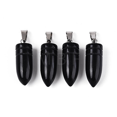 Natural Obsidian Pendants G-N349-16P-01-1