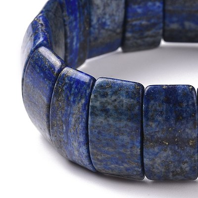 Natural Lapis Lazuli Rectangle Beaded Stretch Bracelet BJEW-P270-02-1