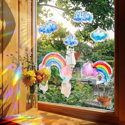 Rainbow & Cloud Rainbow Prism Electrostatic Window Stickers PW-WGA11A0-01-1