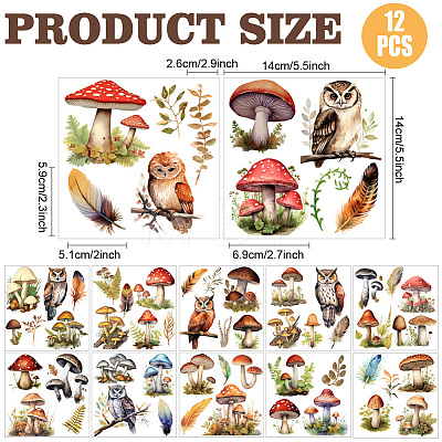 12 Sheets 12 Style PVC Stickers DIY-WH0570-003-1