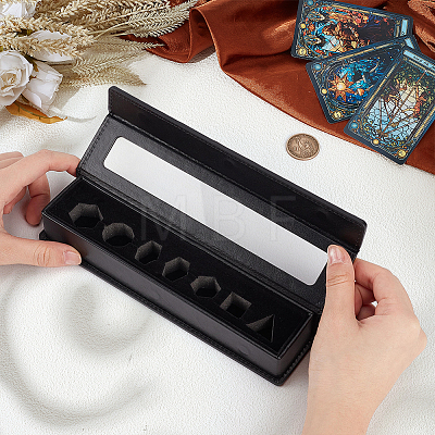 7-Slot Imitation Leather Dice Organizer Boxes with Magnetic Visible Window Lid ODIS-WH0079-105B-1