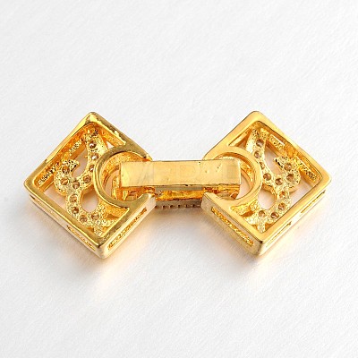 Rhombus Brass Micro Pave Cubic Zirconia Fold Over Clasps ZIRC-F013-02G-FF-1