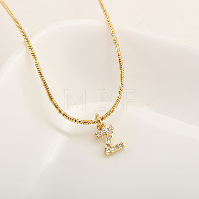 Brass Micro Pave Clear Cubic Zirconia Pendant Initial Necklaces FS-WGC46E8-26-1