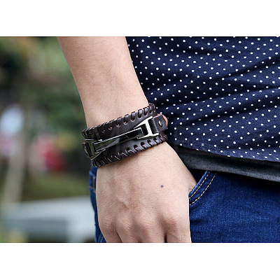 Braided Cowhide Bracelets FS-WG8B33A-01-1