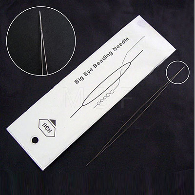 Iron Collapsible Big Eye Beading Needles X-ES001Y-5.0CM-01-1-1