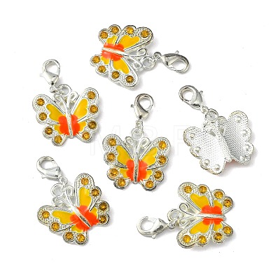 Silver Plated Alloy Enamel Rhinestone Pendants HJEW-PH01196-02-1