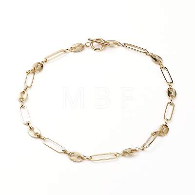 Brass Paperclip Chain & Coffee Bean Chain Necklaces NJEW-JN03251-1